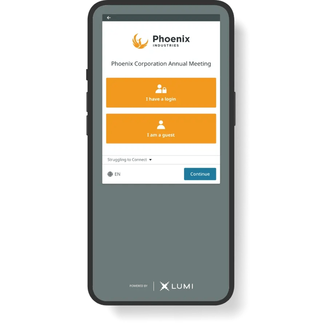 Phone showing meeting login