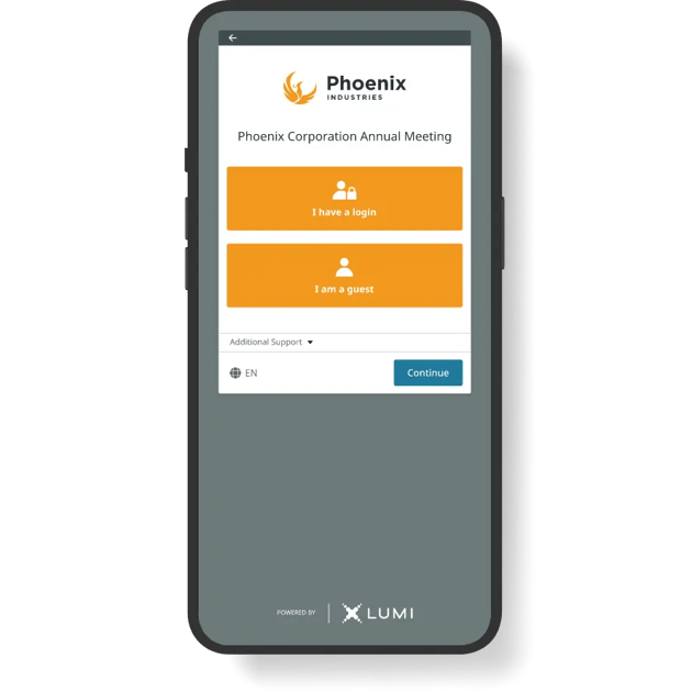 Phone showing login screen