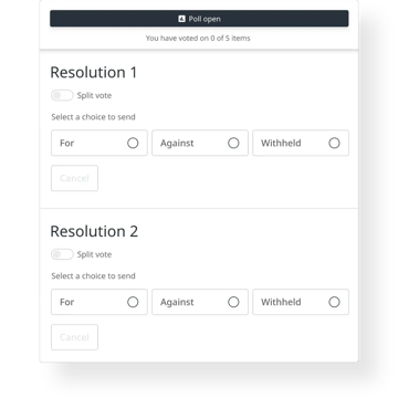 Screen showing voting with multiple options