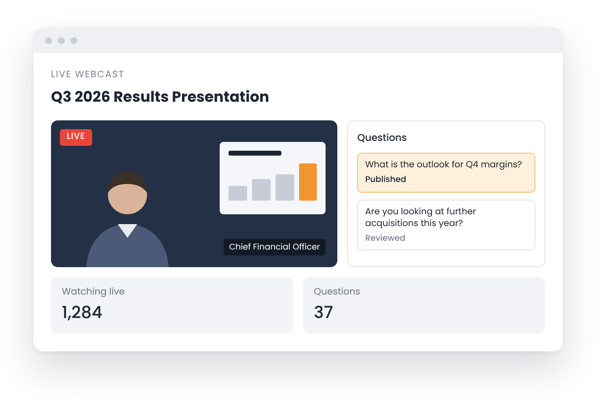 Lumi Platform online tool for investor relations meeting results presentation card